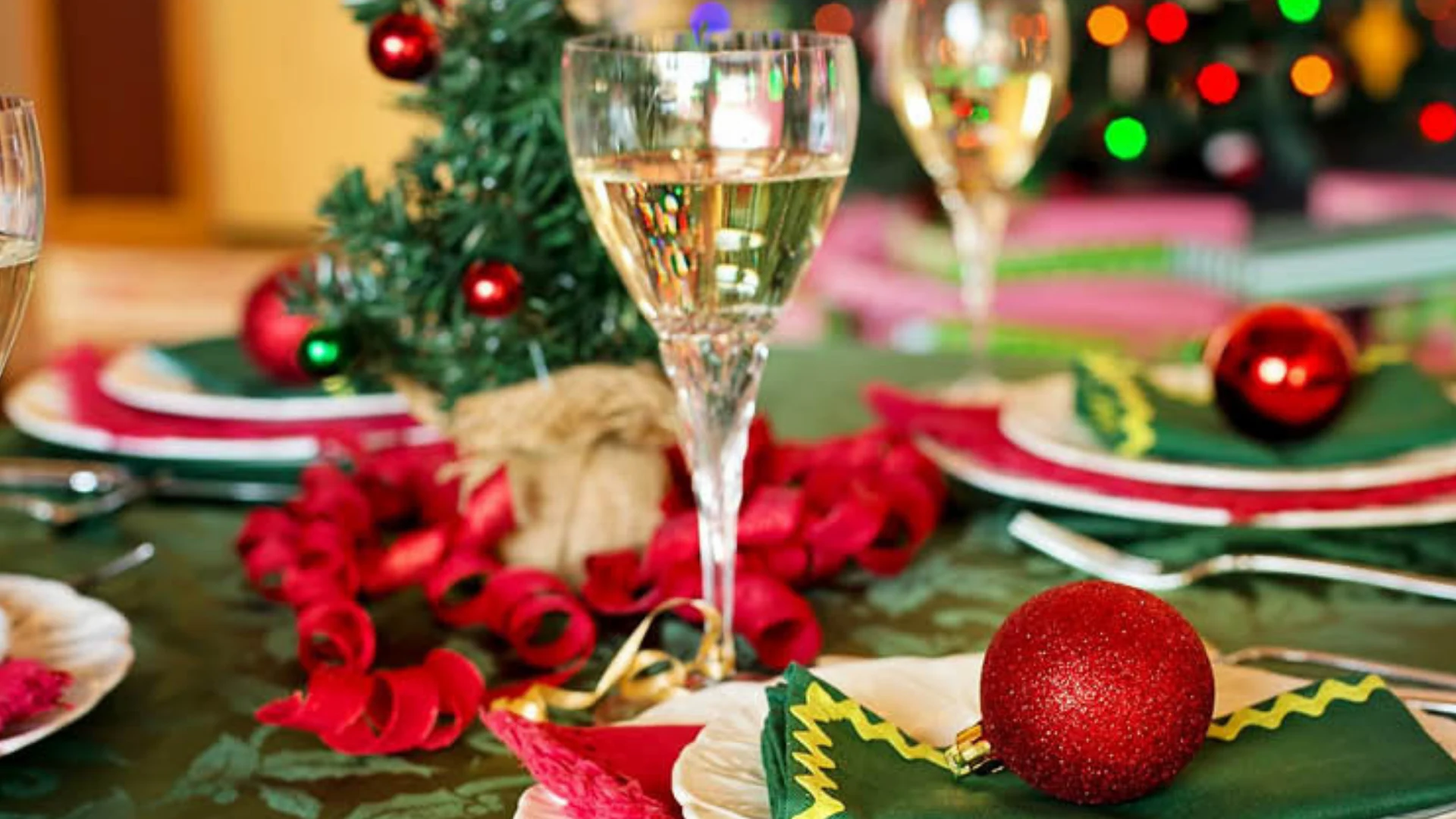 glasses on top of a festive table