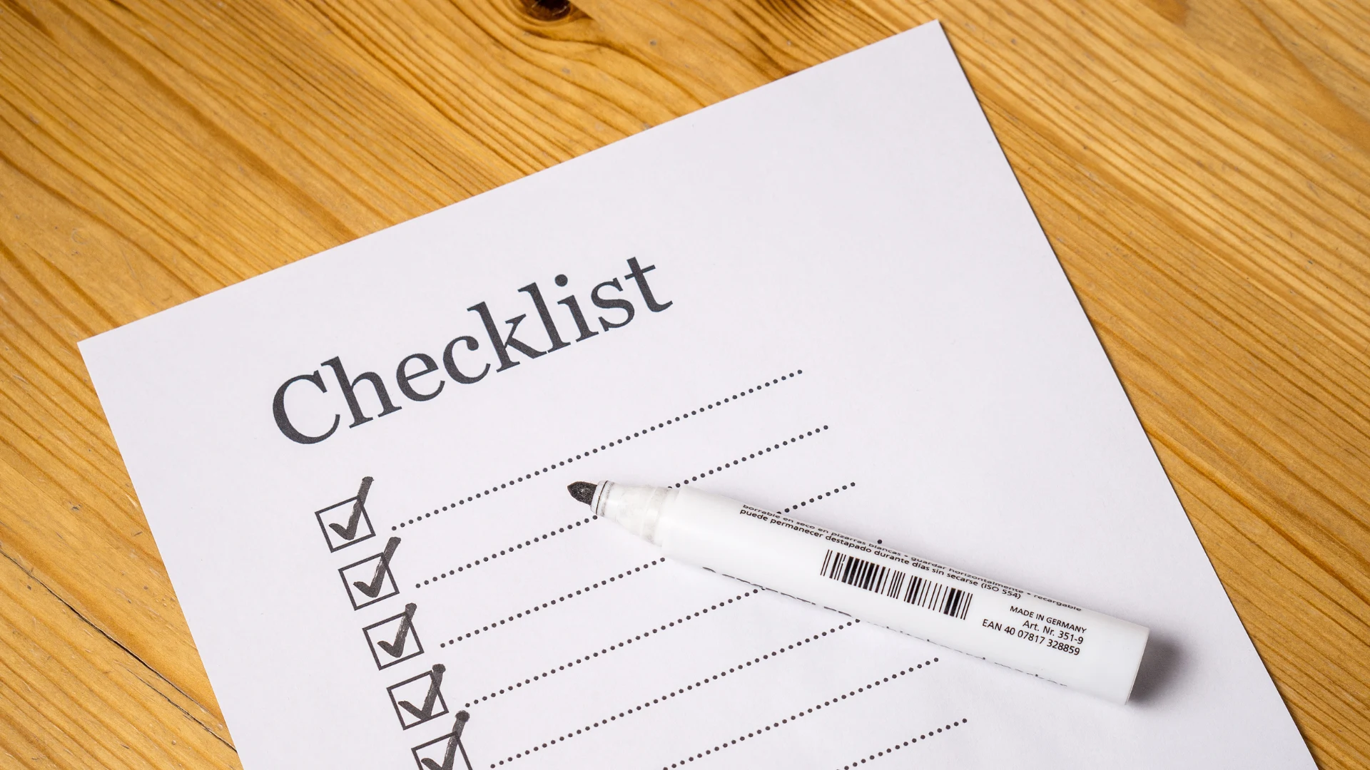 checklist with a marker