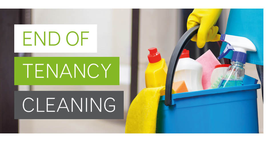 end of tenancy cleaning with cleaning supplies