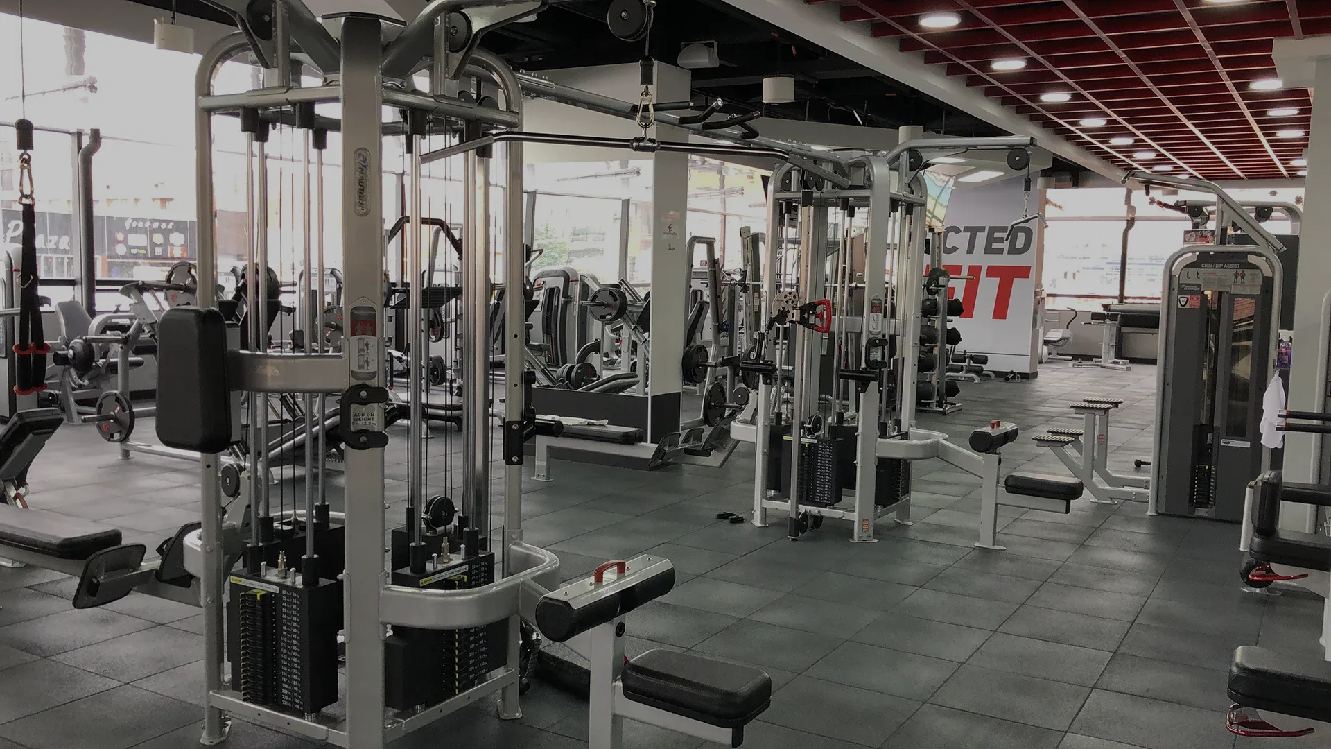 gym with workout machines