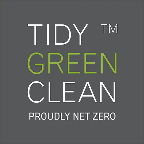Logo of Tidy Green Clean with Net Zero.
