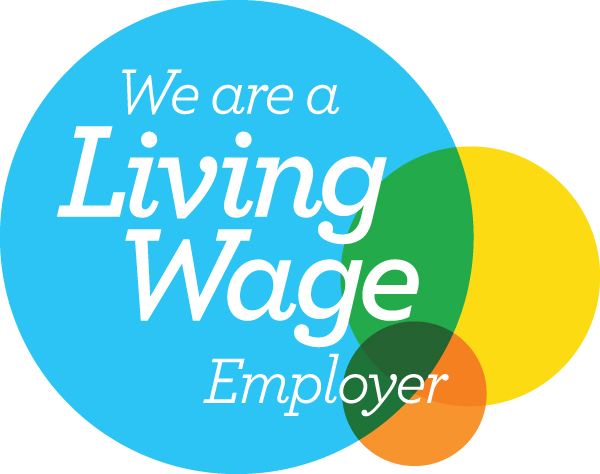 Logo of a certified Living Wage Employer.