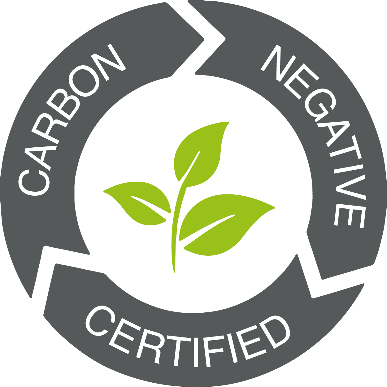 Carbon Negative Certified logo with green leaf symbol.
